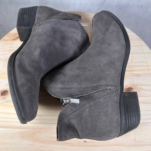 Lucky Brand Basel Suede Ankle Boots Womens 10M Grey Good Low Block Heel Bootie - Picture 11 of 15